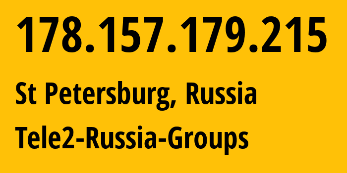 IP address 178.157.179.215 (St Petersburg, St.-Petersburg, Russia) get location, coordinates on map, ISP provider AS15378 Tele2-Russia-Groups // who is provider of ip address 178.157.179.215, whose IP address