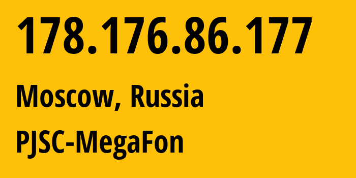 IP-адрес 178.176.86.177 (Москва, Москва, Россия) определить местоположение, координаты на карте, ISP провайдер AS31133 PJSC-MegaFon // кто провайдер айпи-адреса 178.176.86.177