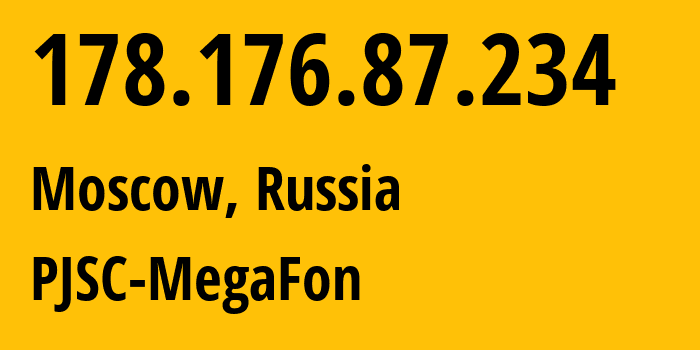 IP address 178.176.87.234 (Samara, Samara Oblast, Russia) get location, coordinates on map, ISP provider AS31133 PJSC-MegaFon // who is provider of ip address 178.176.87.234, whose IP address