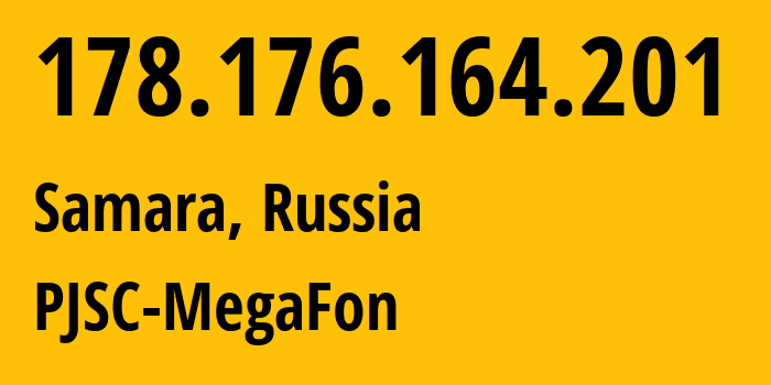 IP-адрес 178.176.164.201 (Самара, Самарская Область, Россия) определить местоположение, координаты на карте, ISP провайдер AS31133 PJSC-MegaFon // кто провайдер айпи-адреса 178.176.164.201