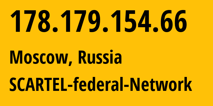 IP address 178.179.154.66 (Moscow, Moscow, Russia) get location, coordinates on map, ISP provider AS31133 SCARTEL-federal-Network // who is provider of ip address 178.179.154.66, whose IP address