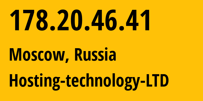 IP-адрес 178.20.46.41 (Москва, Москва, Россия) определить местоположение, координаты на карте, ISP провайдер AS48282 Hosting-technology-LTD // кто провайдер айпи-адреса 178.20.46.41