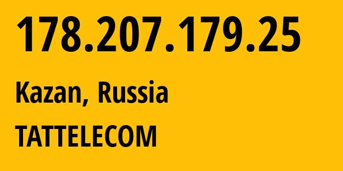 IP address 178.207.179.25 (Kazan, Tatarstan Republic, Russia) get location, coordinates on map, ISP provider AS28840 TATTELECOM // who is provider of ip address 178.207.179.25, whose IP address