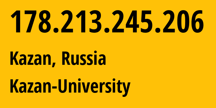 IP address 178.213.245.206 (Kazan, Tatarstan Republic, Russia) get location, coordinates on map, ISP provider AS3325 Kazan-University // who is provider of ip address 178.213.245.206, whose IP address