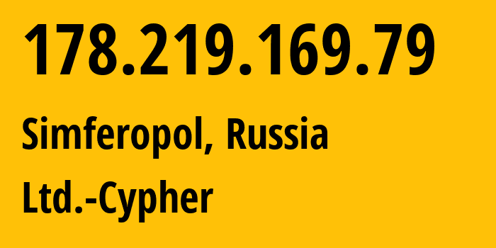 IP address 178.219.169.79 (Simferopol, Crimea, Russia) get location, coordinates on map, ISP provider AS42239 Ltd.-Cypher // who is provider of ip address 178.219.169.79, whose IP address