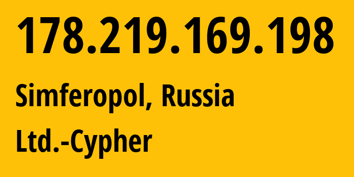 IP address 178.219.169.198 (Simferopol, Crimea, Russia) get location, coordinates on map, ISP provider AS42239 Ltd.-Cypher // who is provider of ip address 178.219.169.198, whose IP address