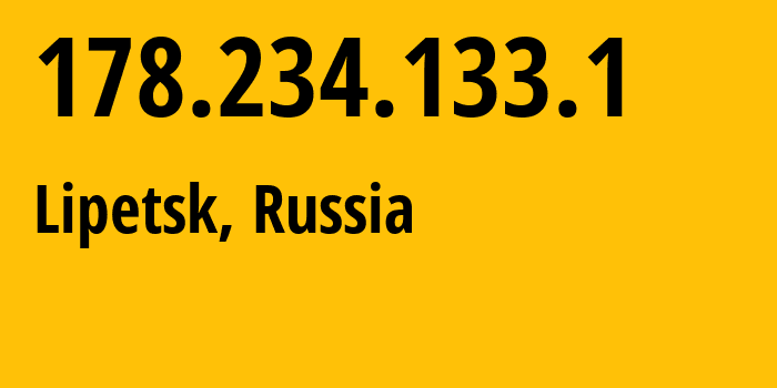 IP address 178.234.133.1 (Lipetsk, Lipetsk Oblast, Russia) get location, coordinates on map, ISP provider AS12389 Address-point-to-point-Lipetsk-Regional-Public-Network-BBN-3/2/1/1/1 // who is provider of ip address 178.234.133.1, whose IP address