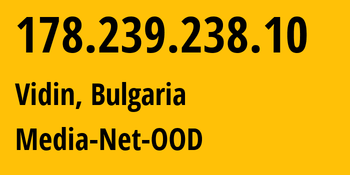 IP address 178.239.238.10 (Vidin, Vidin, Bulgaria) get location, coordinates on map, ISP provider AS42248 Media-Net-OOD // who is provider of ip address 178.239.238.10, whose IP address