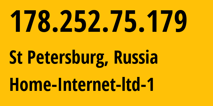 IP-адрес 178.252.75.179 (Санкт-Петербург, Санкт-Петербург, Россия) определить местоположение, координаты на карте, ISP провайдер AS42893 Home-Internet-ltd-1 // кто провайдер айпи-адреса 178.252.75.179