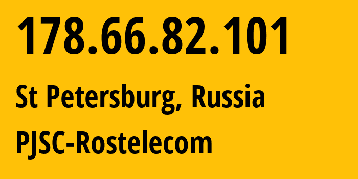 IP address 178.66.82.101 (St Petersburg, St.-Petersburg, Russia) get location, coordinates on map, ISP provider AS12389 PJSC-Rostelecom // who is provider of ip address 178.66.82.101, whose IP address