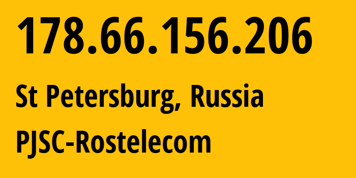 IP address 178.66.156.206 (St Petersburg, St.-Petersburg, Russia) get location, coordinates on map, ISP provider AS12389 PJSC-Rostelecom // who is provider of ip address 178.66.156.206, whose IP address
