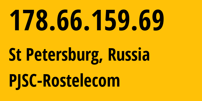 IP address 178.66.159.69 (St Petersburg, St.-Petersburg, Russia) get location, coordinates on map, ISP provider AS12389 PJSC-Rostelecom // who is provider of ip address 178.66.159.69, whose IP address