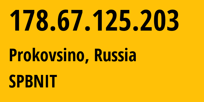 IP address 178.67.125.203 (Prokovsino, Leningrad Oblast, Russia) get location, coordinates on map, ISP provider AS12389 SPBNIT // who is provider of ip address 178.67.125.203, whose IP address