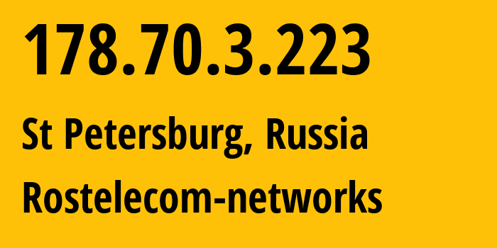 IP address 178.70.3.223 (St Petersburg, St.-Petersburg, Russia) get location, coordinates on map, ISP provider AS12389 Rostelecom-networks // who is provider of ip address 178.70.3.223, whose IP address