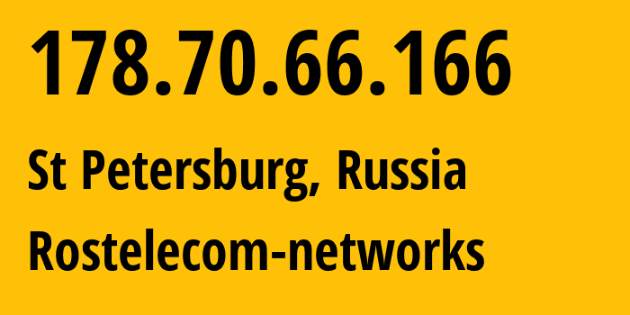 IP-адрес 178.70.66.166 (Санкт-Петербург, Санкт-Петербург, Россия) определить местоположение, координаты на карте, ISP провайдер AS12389 Rostelecom-networks // кто провайдер айпи-адреса 178.70.66.166