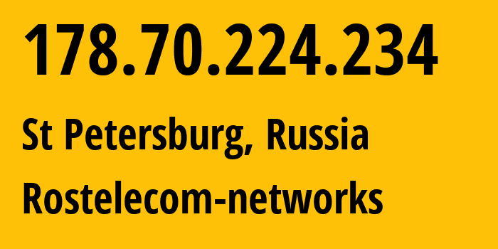 IP-адрес 178.70.224.234 (Санкт-Петербург, Санкт-Петербург, Россия) определить местоположение, координаты на карте, ISP провайдер AS12389 Rostelecom-networks // кто провайдер айпи-адреса 178.70.224.234