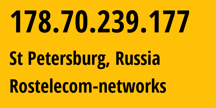 IP-адрес 178.70.239.177 (Санкт-Петербург, Санкт-Петербург, Россия) определить местоположение, координаты на карте, ISP провайдер AS12389 Rostelecom-networks // кто провайдер айпи-адреса 178.70.239.177