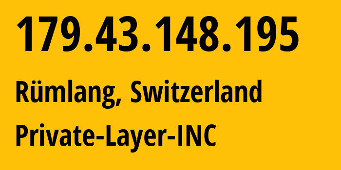 IP address 179.43.148.195 (Zurich, Zurich, Switzerland) get location, coordinates on map, ISP provider AS51852 Private-Layer-INC // who is provider of ip address 179.43.148.195, whose IP address