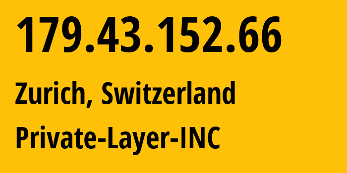 IP address 179.43.152.66 (Zurich, Zurich, Switzerland) get location, coordinates on map, ISP provider AS51852 Private-Layer-INC // who is provider of ip address 179.43.152.66, whose IP address