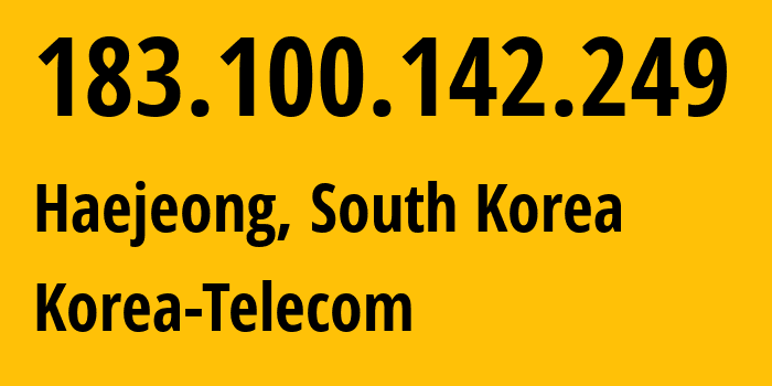 IP address 183.100.142.249 (Anseong, Gyeonggi-do, South Korea) get location, coordinates on map, ISP provider AS4766 Korea-Telecom // who is provider of ip address 183.100.142.249, whose IP address