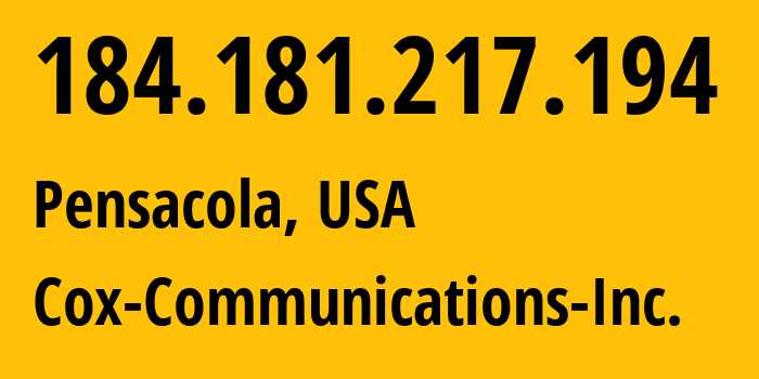 IP-адрес 184.181.217.194 (Чикаго, Иллинойс, США) определить местоположение, координаты на карте, ISP провайдер AS22773 Cox-Communications-Inc. // кто провайдер айпи-адреса 184.181.217.194