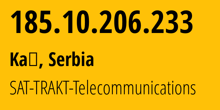 IP-адрес 185.10.206.233 (Нови-Сад, Воеводина, Сербия) определить местоположение, координаты на карте, ISP провайдер AS41897 SAT-TRAKT-Telecommunications // кто провайдер айпи-адреса 185.10.206.233