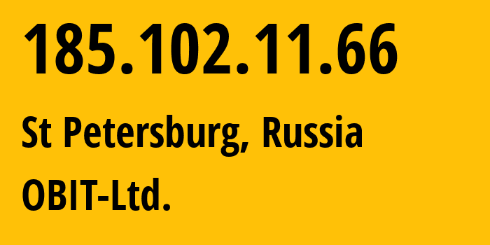 IP address 185.102.11.66 (St Petersburg, St.-Petersburg, Russia) get location, coordinates on map, ISP provider AS8492 OBIT-Ltd. // who is provider of ip address 185.102.11.66, whose IP address