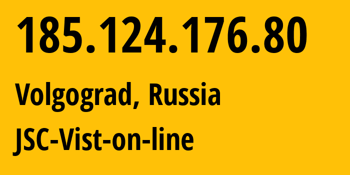 IP-адрес 185.124.176.80 (Волгоград, Волгоградская область, Россия) определить местоположение, координаты на карте, ISP провайдер AS41344 JSC-Vist-on-line // кто провайдер айпи-адреса 185.124.176.80