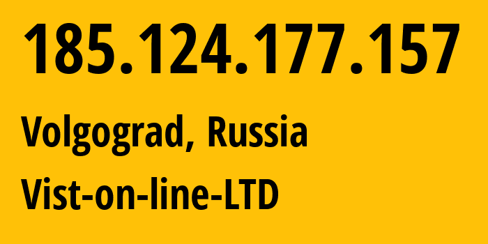 IP address 185.124.177.157 (Volgograd, Volgograd Oblast, Russia) get location, coordinates on map, ISP provider AS41344 Vist-on-line-LTD // who is provider of ip address 185.124.177.157, whose IP address