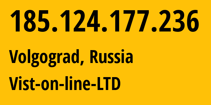 IP-адрес 185.124.177.236 (Волгоград, Волгоградская Область, Россия) определить местоположение, координаты на карте, ISP провайдер AS41344 Vist-on-line-LTD // кто провайдер айпи-адреса 185.124.177.236