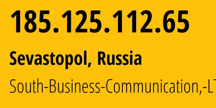 IP address 185.125.112.65 (Sevastopol, Sevastopol, Russia) get location, coordinates on map, ISP provider AS50042 South-Business-Communication,-LTD // who is provider of ip address 185.125.112.65, whose IP address