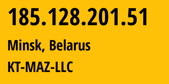 IP address 185.128.201.51 (Minsk, Minsk City, Belarus) get location, coordinates on map, ISP provider AS57184 KT-MAZ-LLC // who is provider of ip address 185.128.201.51, whose IP address