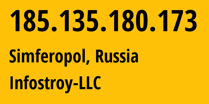 IP address 185.135.180.173 (Simferopol, Crimea, Russia) get location, coordinates on map, ISP provider AS208397 Infostroy-LLC // who is provider of ip address 185.135.180.173, whose IP address