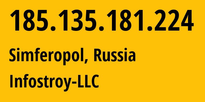 IP address 185.135.181.224 (Simferopol, Crimea, Russia) get location, coordinates on map, ISP provider AS208397 Infostroy-LLC // who is provider of ip address 185.135.181.224, whose IP address