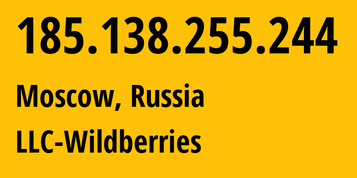 IP-адрес 185.138.255.244 (Москва, Москва, Россия) определить местоположение, координаты на карте, ISP провайдер AS57073 LLC-Wildberries // кто провайдер айпи-адреса 185.138.255.244