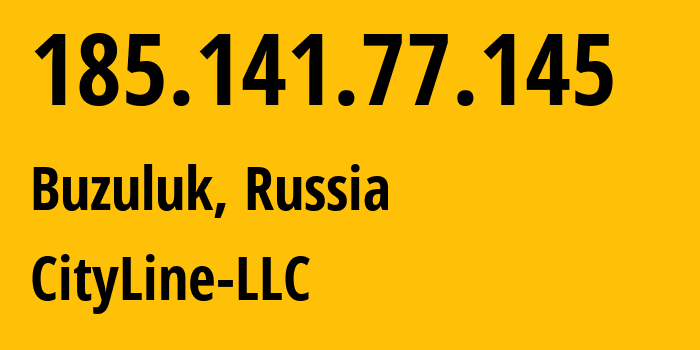 IP-адрес 185.141.77.145 (Бузулук, Оренбургская Область, Россия) определить местоположение, координаты на карте, ISP провайдер AS48909 CityLine-LLC // кто провайдер айпи-адреса 185.141.77.145