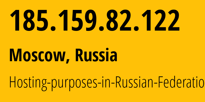 IP address 185.159.82.122 (Moscow, Moscow, Russia) get location, coordinates on map, ISP provider AS14576 Hosting-purposes-in-Russian-Federation // who is provider of ip address 185.159.82.122, whose IP address