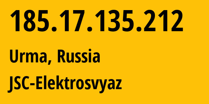 IP-адрес 185.17.135.212 (Урма, Дагестан, Россия) определить местоположение, координаты на карте, ISP провайдер AS44391 JSC-Elektrosvyaz // кто провайдер айпи-адреса 185.17.135.212