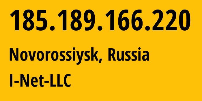 IP-адрес 185.189.166.220 (Новороссийск, Краснодарский край, Россия) определить местоположение, координаты на карте, ISP провайдер AS51842 I-Net-LLC // кто провайдер айпи-адреса 185.189.166.220