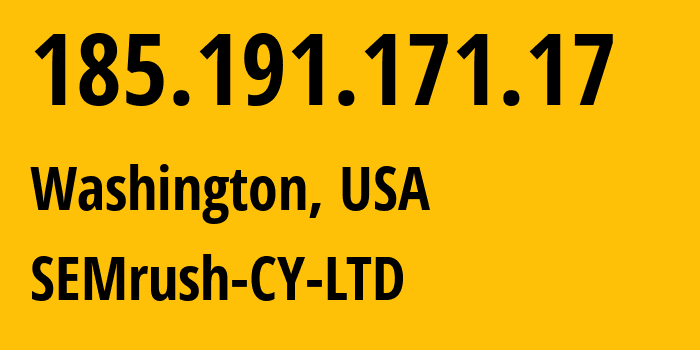 IP address 185.191.171.17 (Washington, District of Columbia, USA) get location, coordinates on map, ISP provider AS209366 SEMrush-CY-LTD // who is provider of ip address 185.191.171.17, whose IP address