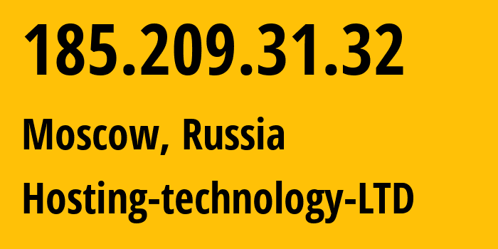 IP address 185.209.31.32 (Moscow, Moscow, Russia) get location, coordinates on map, ISP provider AS48282 Hosting-technology-LTD // who is provider of ip address 185.209.31.32, whose IP address