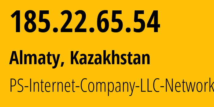 IP-адрес 185.22.65.54 (Алматы, Алматы, Казахстан) определить местоположение, координаты на карте, ISP провайдер AS48716 PS-Internet-Company-LLC-Network // кто провайдер айпи-адреса 185.22.65.54