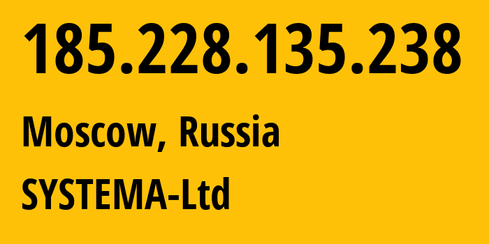 IP-адрес 185.228.135.238 (Краснодар, Краснодарский край, Россия) определить местоположение, координаты на карте, ISP провайдер AS57354 SYSTEMA-Ltd // кто провайдер айпи-адреса 185.228.135.238