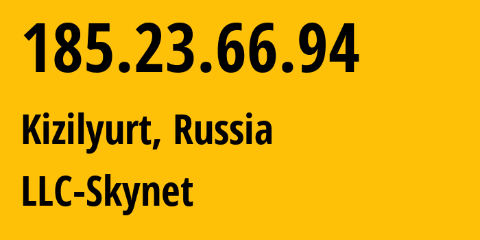 IP address 185.23.66.94 (Kizilyurt, Dagestan, Russia) get location, coordinates on map, ISP provider AS60936 LLC-Skynet // who is provider of ip address 185.23.66.94, whose IP address