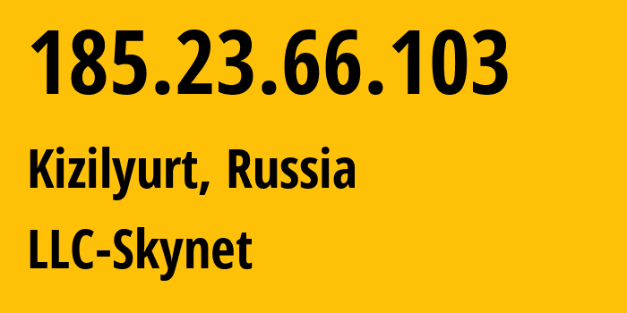 IP address 185.23.66.103 (Kizilyurt, Dagestan, Russia) get location, coordinates on map, ISP provider AS60936 LLC-Skynet // who is provider of ip address 185.23.66.103, whose IP address