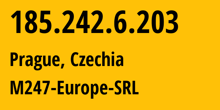 IP-адрес 185.242.6.203 (Průhonice, Среднечешский край, Чехия) определить местоположение, координаты на карте, ISP провайдер AS9009 M247-Europe-SRL // кто провайдер айпи-адреса 185.242.6.203