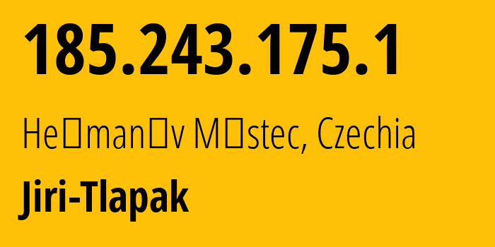 IP-адрес 185.243.175.1 (Heřmanův Městec, Pardubický kraj, Чехия) определить местоположение, координаты на карте, ISP провайдер AS204666 Jiri-Tlapak // кто провайдер айпи-адреса 185.243.175.1