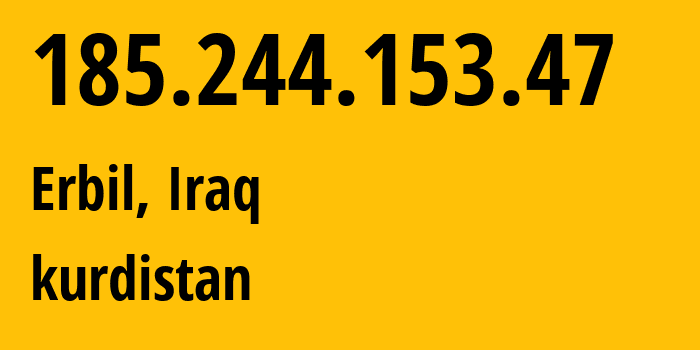 IP-адрес 185.244.153.47 (Erbil, Erbil, Ирак) определить местоположение, координаты на карте, ISP провайдер AS206206 kurdistan // кто провайдер айпи-адреса 185.244.153.47