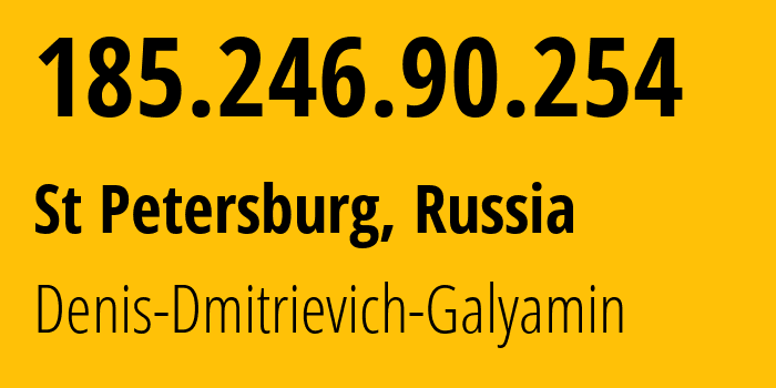 IP address 185.246.90.254 (St Petersburg, St.-Petersburg, Russia) get location, coordinates on map, ISP provider AS204576 Denis-Dmitrievich-Galyamin // who is provider of ip address 185.246.90.254, whose IP address