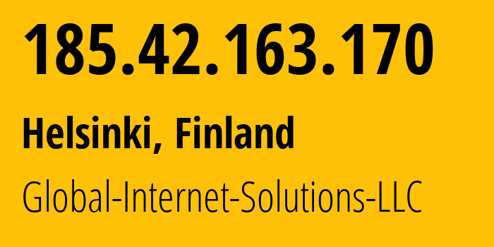 IP address 185.42.163.170 (Helsinki, Uusimaa, Finland) get location, coordinates on map, ISP provider AS207713 Global-Internet-Solutions-LLC // who is provider of ip address 185.42.163.170, whose IP address